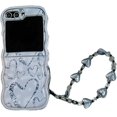 thumbnail image 1 of Cute Cartoon Case for Samsung Galaxy Z Flip 5,Shiny Love Heart Pattern Design Phone Protective Cover with Bracelet for Girls Women (Silver), 1 of 7