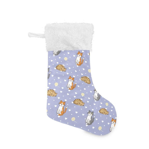 Cute Cartoon Cat Animal Christmas Stockings 17.71" Christmas Tree Decoration Fireplace Party Decoration