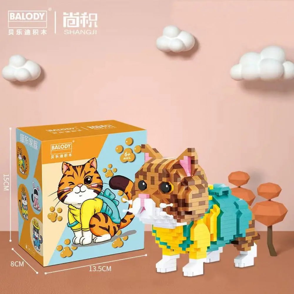 Cute Cartoon Cat Building Blocks Diamond Bricks Disguised Cat Model ...