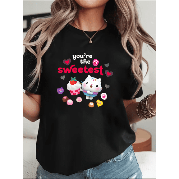 Cute Cartoon Cat Cake Baker Sweetest Graphic Show Fan Unisex T-Shirt V10284, up to size 5XL