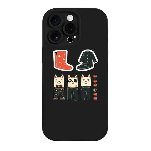 Cute Cartoon Cat Design iPhone 15 Pro Case - Lightweight Yellowing Resistant Features 4 Stylish Cats in Outfits Perfect for Cat Lovers