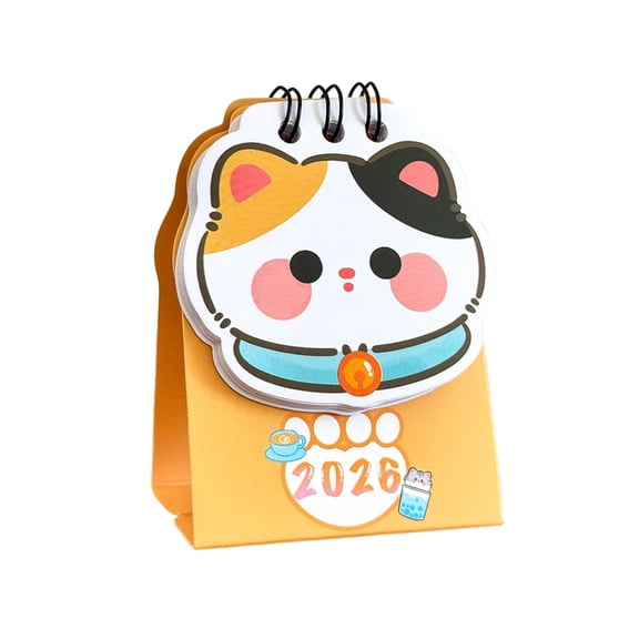 Cute Cartoon Cat Desk Calendar Daily Use Mini Decorative Month Table Decorations Standing Desktop Calendars June 2025-December 2026