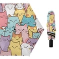thumbnail image 1 of Cute Cartoon Cat Faces All Weather Umbrella Triple Folding Parasol 6 Ribs UV Protection Portable, 1 of 8