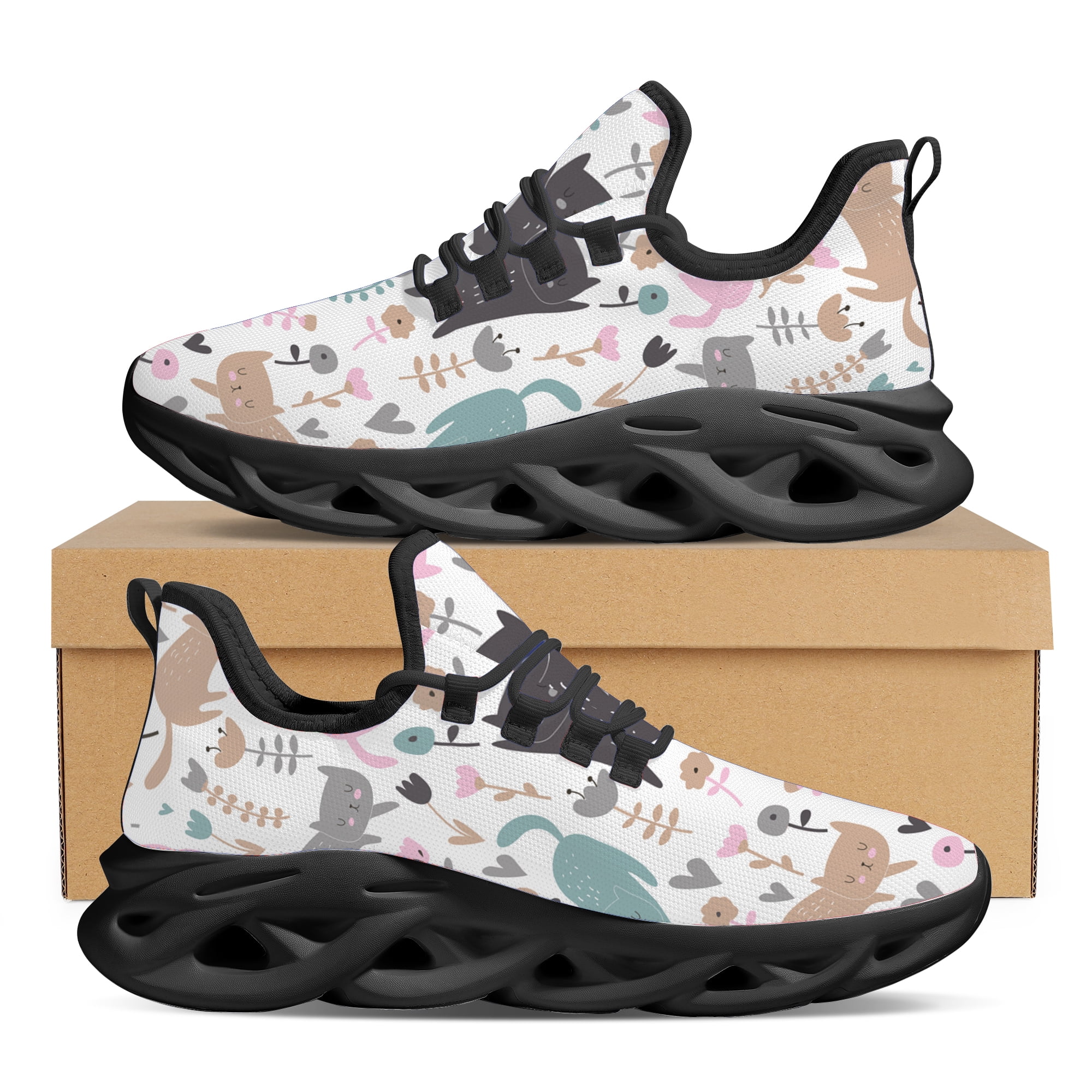 Cute Cartoon Cat Print Sneakers ers Outdoor Breathable Lightweight ...