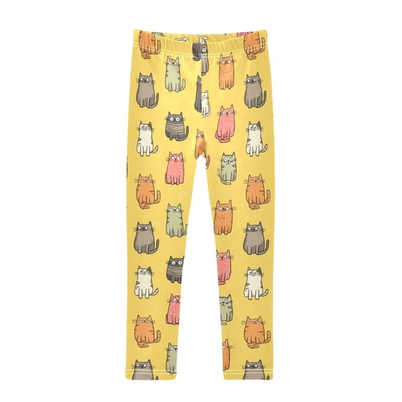 Cute Cartoon Cat Printed Leggings Yoga Pants for in 4t to 10t