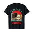 thumbnail image 1 of Cute Cartoon Cat Programmer T-Shirt for Cat Lovers and Coding Enthusiasts, 1 of 5
