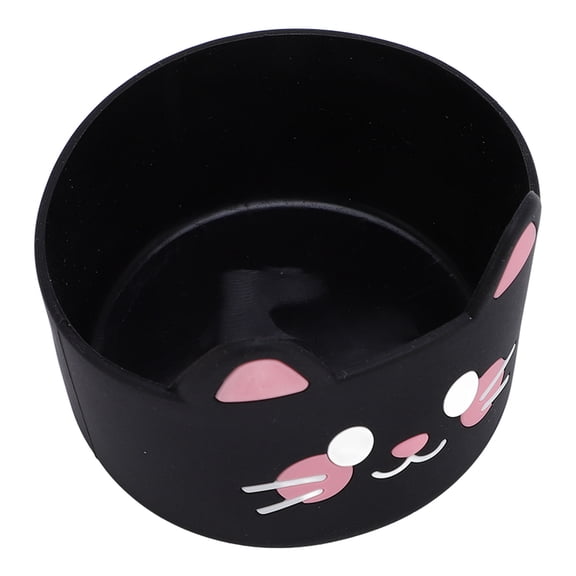 Cute Cartoon Cat Silicone Water Bottle Boot Non-Slip Cup Bottom Sleeve Protector for Baby Bottles and Flasks, 3.15 x 2.36 Inches / 8 x 6 cm Protective Boot Black, 3 Count