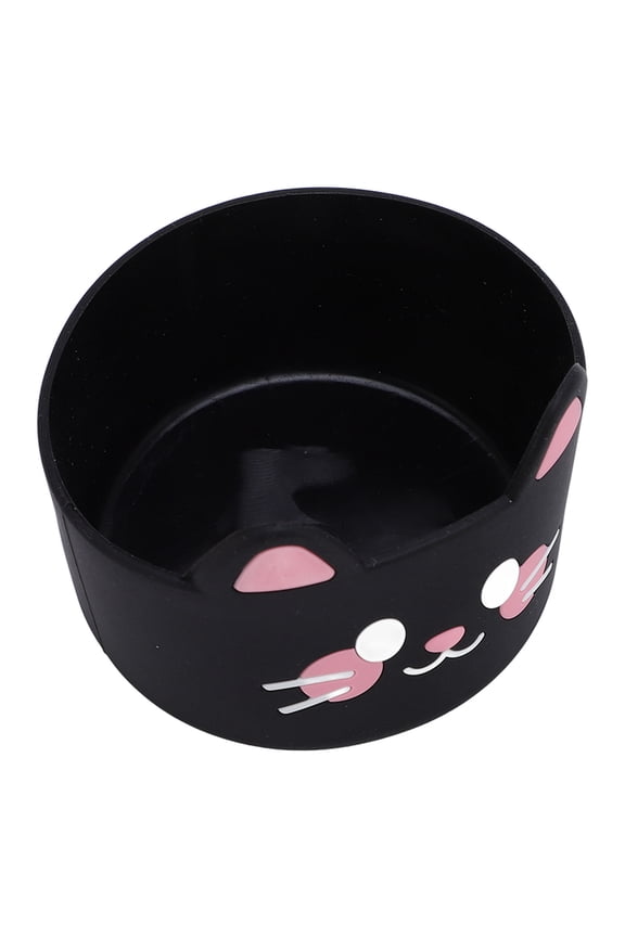 Cute Cartoon Cat Silicone Water Bottle Boot Non-Slip Cup Bottom Sleeve Protector for Baby Bottles and Flasks, 3.15 x 2.36 Inches / 8 x 6 cm Protective Boot Black, 3 Count