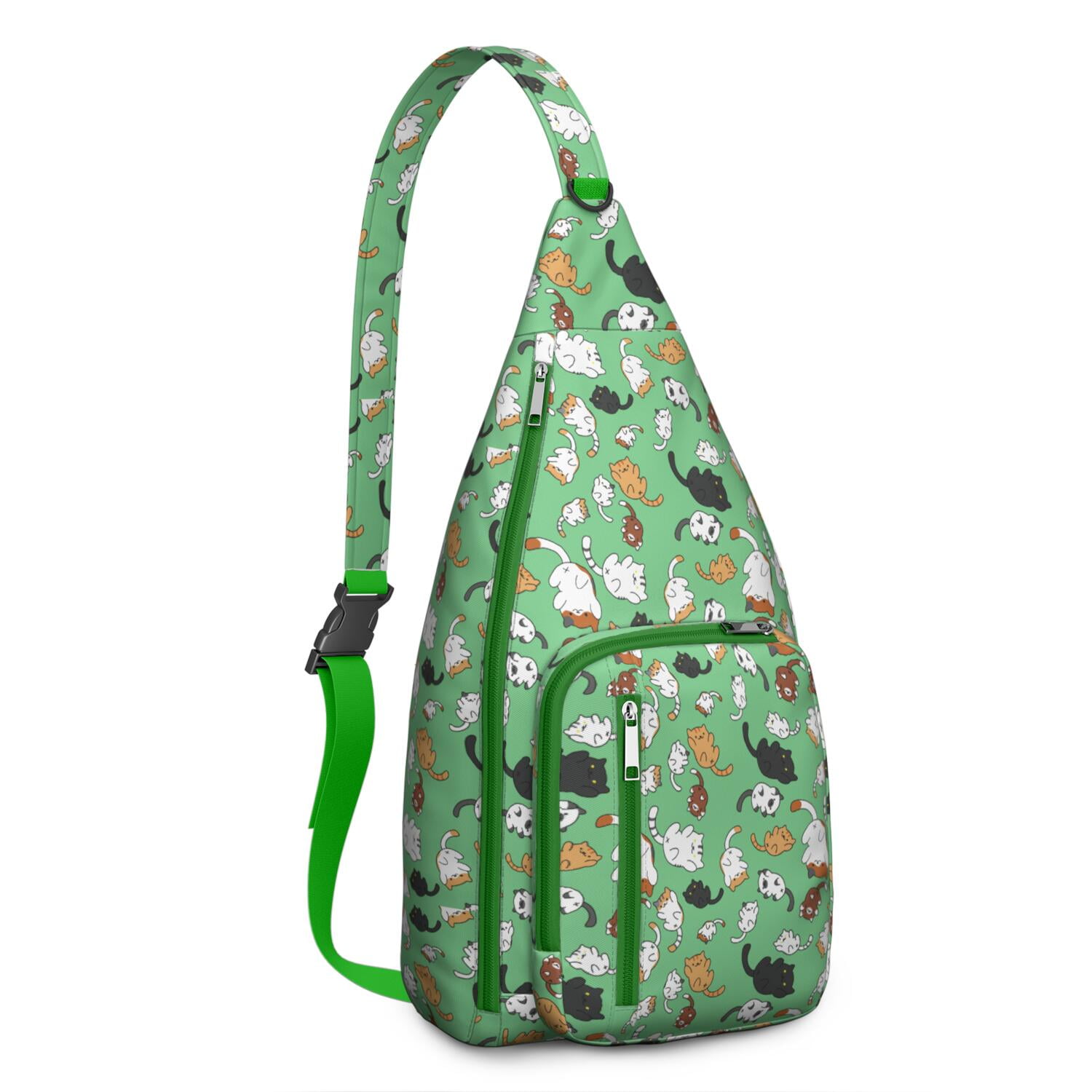 Cute Cartoon Cat Sling Backpack - Funny Paw Pattern Shoulder Bag (Adorable Pet Design, Lightweight & Durable)