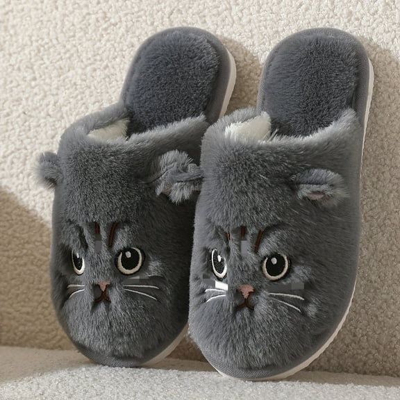 Cute Cartoon Cat Slippers for Women Indoor Outdoor Warm Plush Fuzzy Slippers Couples Fashion Non Slip Sole Shoes House Slippers