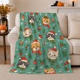 thumbnail image 1 of Cute Cartoon Cats Santa Hats Christmas, Playful Pet Portrait Pattern, Warm Flannel Blanket for Living Room and Reading Nook, Cat Lovers Christmas Gift, Pet Lover Home Decor, 1 of 9