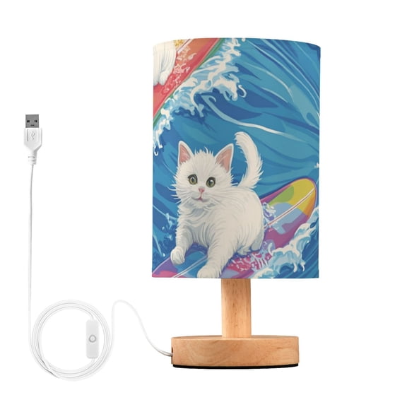 Cute Cartoon Cats Surfing Table Lamp with USB Port LED Warm Light Lamp Night Light Home Decor