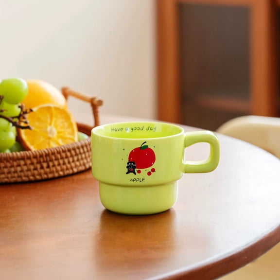 Cute Cartoon Ceramic Mugs - Stackable Summer Fruit Design for Coffee and Tea