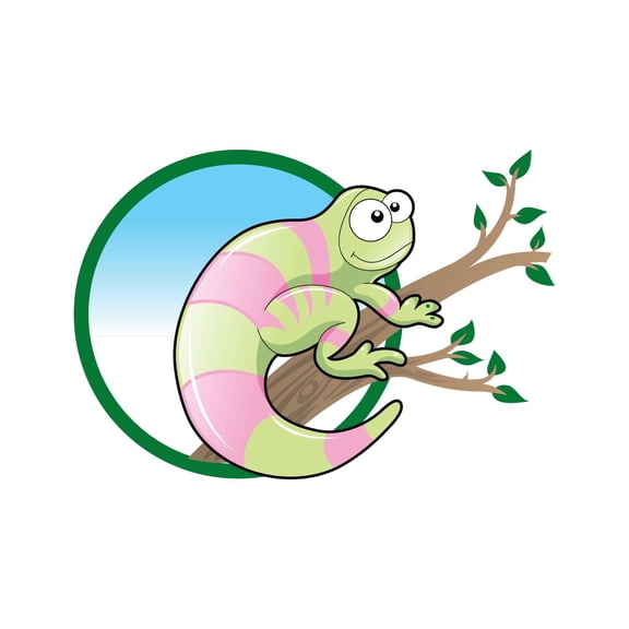 Cute Cartoon Chameleon on a Tree Wall Design Wall Art Sticker Designs Vinyl Stickers For Home House Walls Rooms Windows Bedroom Decoration Size (28x28 inch)