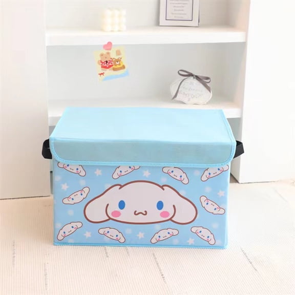 Cute Cartoon Character Foldable Storage Box, Collapsible Fabric Organizer Bin with Lid & Handles