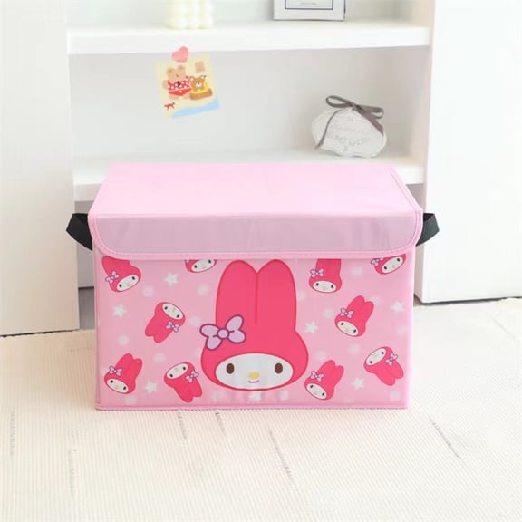 Cute Cartoon Character Foldable Storage Box, Collapsible Fabric Organizer Bin with Lid & Handles