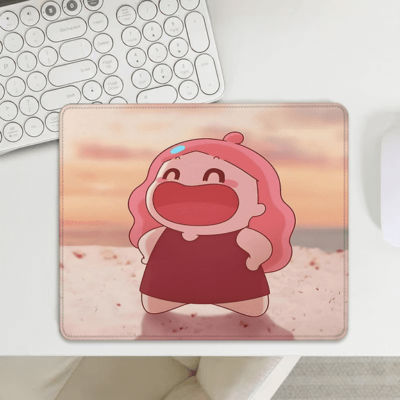 Cute Cartoon Character Mouse Pad 9.44 x 7.87 Inches - Kawaii Beach Scene Design for Desk and Gaming