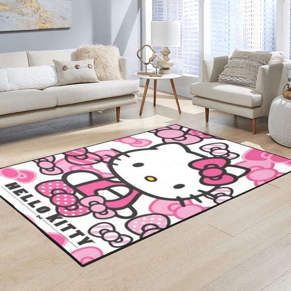 Cute Cartoon Character Print Area Rug, 62.99" × 47.24" Non-Slip Washable Floor Mat for Living Room, Bedroom & Bathroom