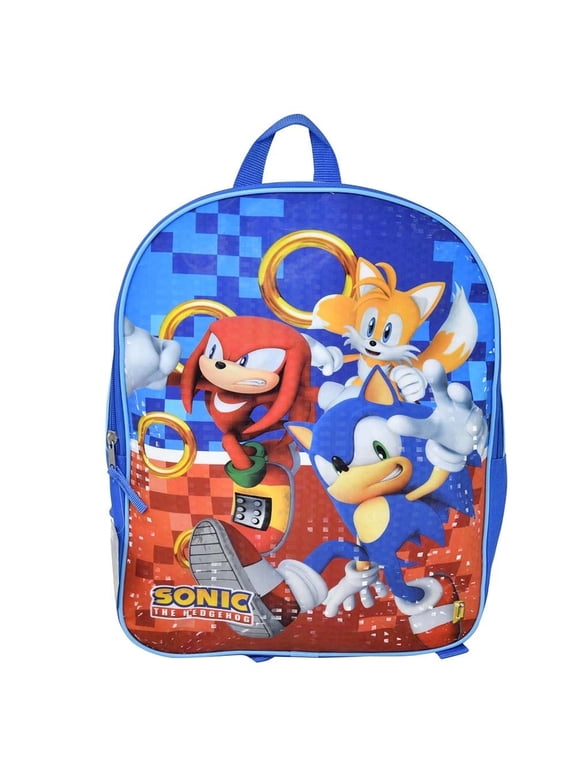Cute Cartoon Character Sonic Kids Backpack 15 Inch, Lightweight School Bag for Girls, Toddler Preschool Travel Backpack with Top Handle (No Side Pocket)