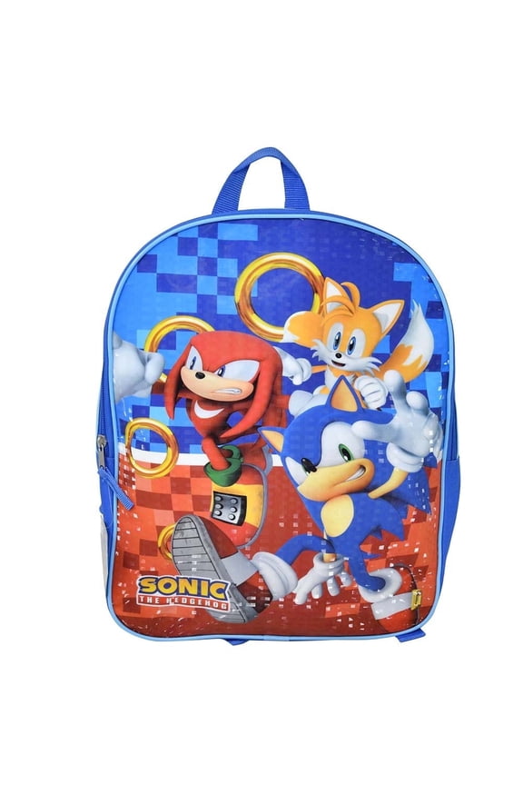 Cute Cartoon Character Sonic Kids Backpack 15 Inch, Lightweight School Bag for Girls, Toddler Preschool Travel Backpack with Top Handle (No Side Pocket)