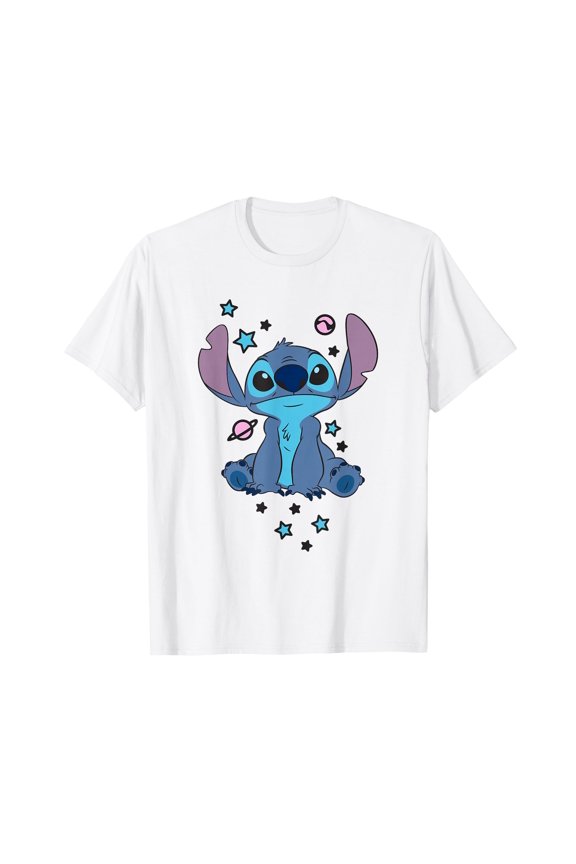 Cute Cartoon Character Stars & Planets T-Shirt for Playful Style