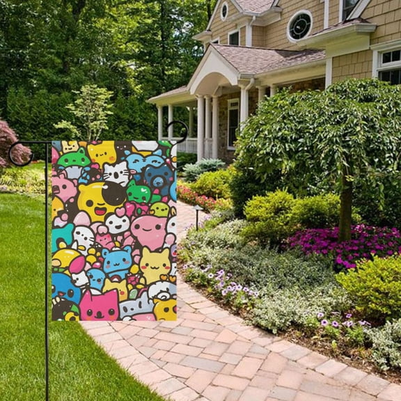 Cute Cartoon Characters Garden Flag 12x18 inch Double Sided Outside Yard Decorations for Home Outdoor