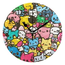 Cute Cartoon Characters Round Wall Clock Silent Battery Operated Home Decor for Living Room Bedroom