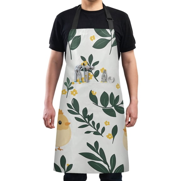 Cute Cartoon Chickens Chef Kitchen Apron with Pockets for Women Waterproof Aprons for Cooking Baking