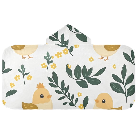 Cute Cartoon Chickens Hooded Beach Towel Kids Bath Towels Quick Dry for Pool Swiming 50" x 23.5" Microfiber Soft Bathrobe