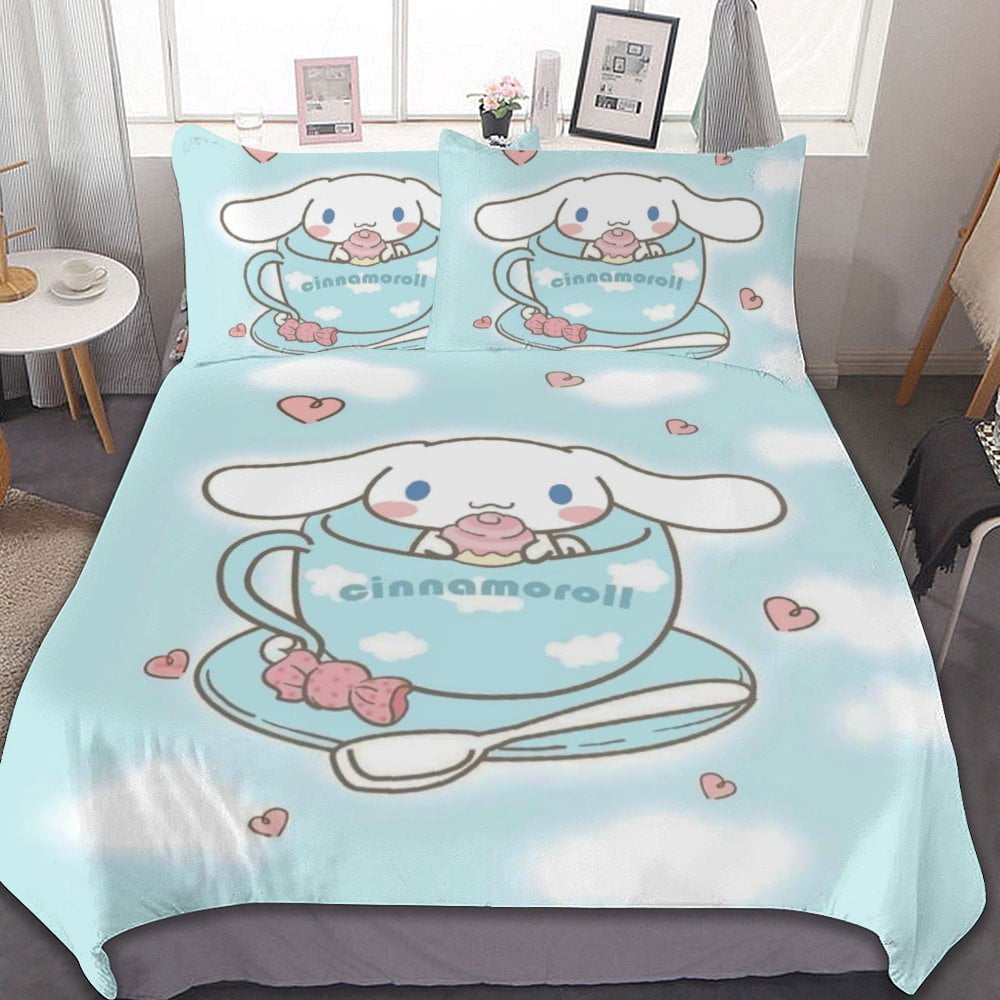 Cute Cartoon Cinnamoroll Bedding Set Full Size Duvet Cover Set for ...