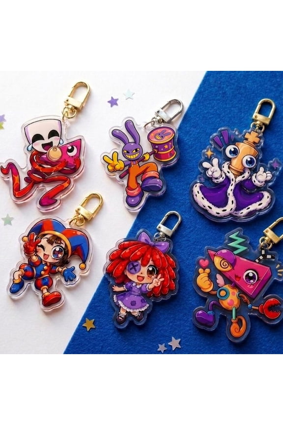 Cute Cartoon Circus Acrylic Keychains, Kawaii Chibi Clown Bag Pendant Manga Backpack Decor Gift Cute Gift, random 1 pack