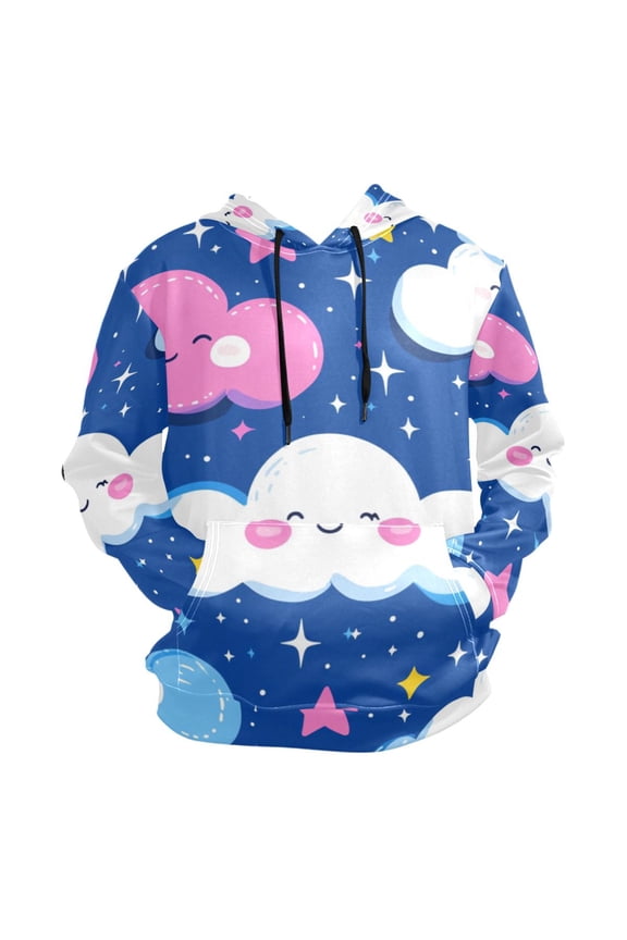 Cute Cartoon Clouds and Stars Men’s Hoodies Sweatshirt Fleece Jackets Long Sleeve Sweatshirts