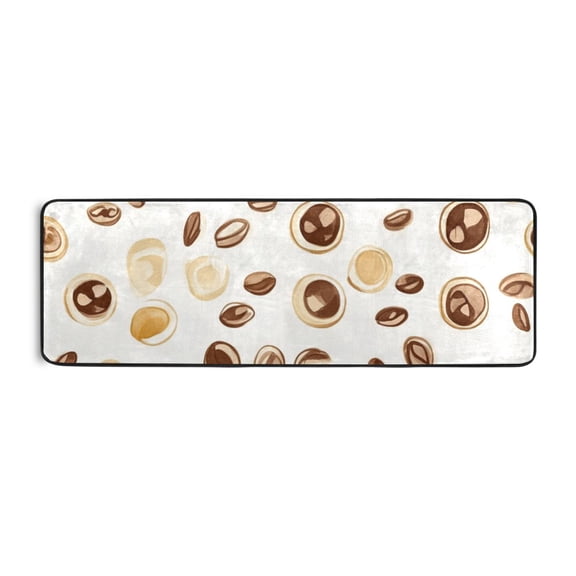Cute Cartoon Coffee Bean Runner Rug for Hallways Kitchen Non Slip 2'x 6' Washable Hall Carpet for Bedroom Entryway Laundry Room