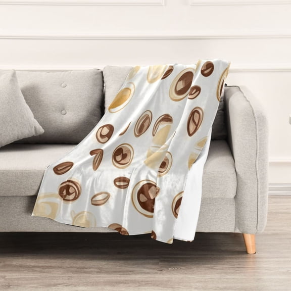 Cute Cartoon Coffee Bean Throw Blanket 60" x 90" Soft and Warm Blankets for Couch Sofa and Bed
