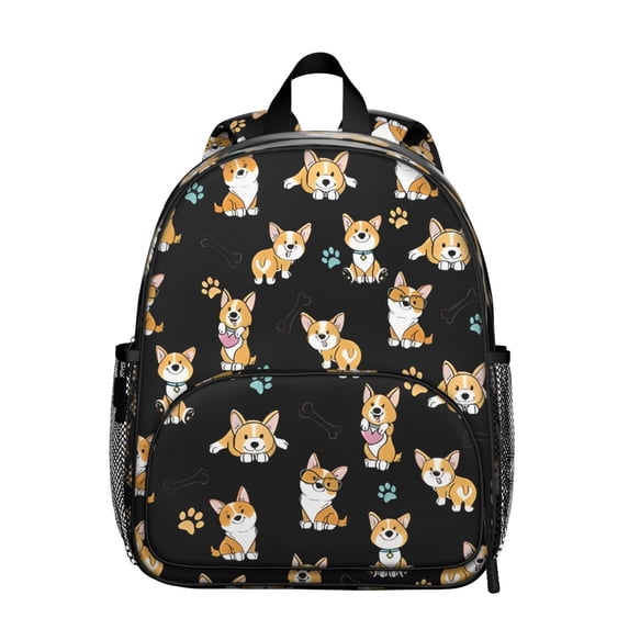 Cute Cartoon Corgi Backpack Backpack for School,Cute School Bag,Schoolbag with Adjustable Shoulder Straps & Padded Back,13.8"x11.4"x6"