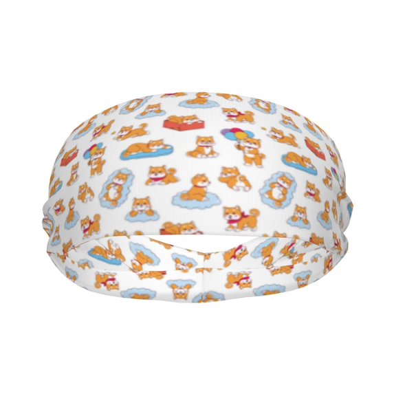 Cute Cartoon Corgi Balloon Box Sports Headbands for Men/Women Workout Headband Sweat band Headbands for Running, Yoga, Cycling, Football, Stretchy Unisex Hairband