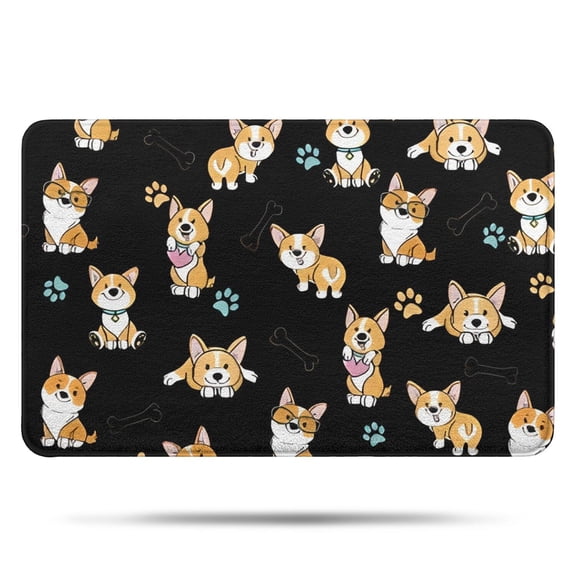 Cute Cartoon Corgi Bathroom Rugs Mat,Non Slip Microfiber Bathroom Rug,Rubber Backing,Soft Bathroom Mats for Bathroom Floor,Tub and Shower,17x27in(43x68cm)