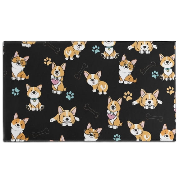 Cute Cartoon Corgi Door Rugs,Washable Non Slip Door Mats Indoor,Decorative Door Mats,Entry Mat Indoor for Entrance,Bedroom,Kitchen,Bathroom,17"x30"