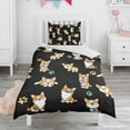 thumbnail image 1 of Cute Cartoon Corgi Duvet Cover and Pillowcase Set for Single Bedding, Bedroom Accessories for Kids Teens, 1 of 5
