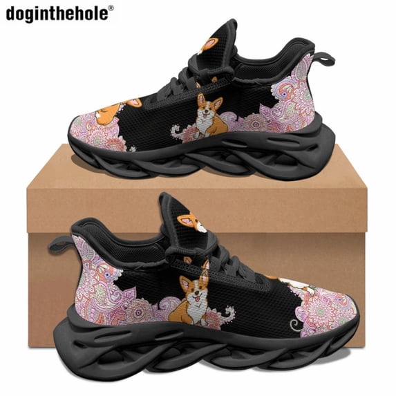 Cute Cartoon Corgi Print Casual Shoes for Women Men Outdoor Sneakers Summer Comfortable Breathable Running Shoes