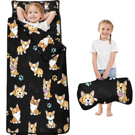 Cute Cartoon Corgi Toddler Nap Mats for Kids Preschool,Sleeping Mat Bag or Kids,Toddler Sleeping Bag,Toddler Nap Mat or Daycare