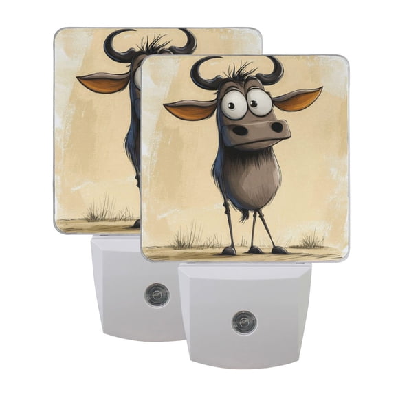 Cute Cartoon Cow Big Eyes LED Night Light with Smart Sensor Plug Into Wall Dusk to Dawn 2 packs