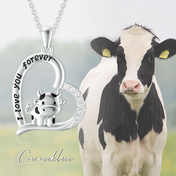 Cute Cartoon Cow Letter Heart Pendant Necklace Funny Animal Earrings 3D Effect Women Earrings Pretty Earrings For Female College Students