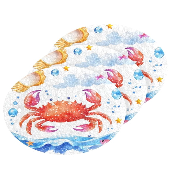 Cute Cartoon Crab 3 Pack Dish Sponges Bulk Natural Sponges Household Cleaning Sponge Non-Scratch for Kitchen Dishwashing and Cleaning Dishes