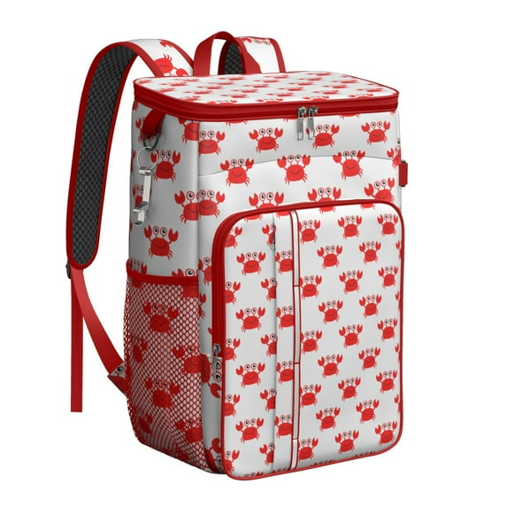 Cute Cartoon Crab Backpack Cooler, Leakproof Insulated Cooler Bag, Waterproof Lunch Backpack for Ocean Fans, Beach Picnics, Hiking