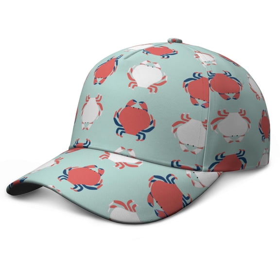 Cute Cartoon Crab Baseball Cap – Vintage Nautical Dad Hat with Watercolor Tropical Sea Life Ocean Marine Beach Print, Lightweight Breathable Summer Hat for Men Women
