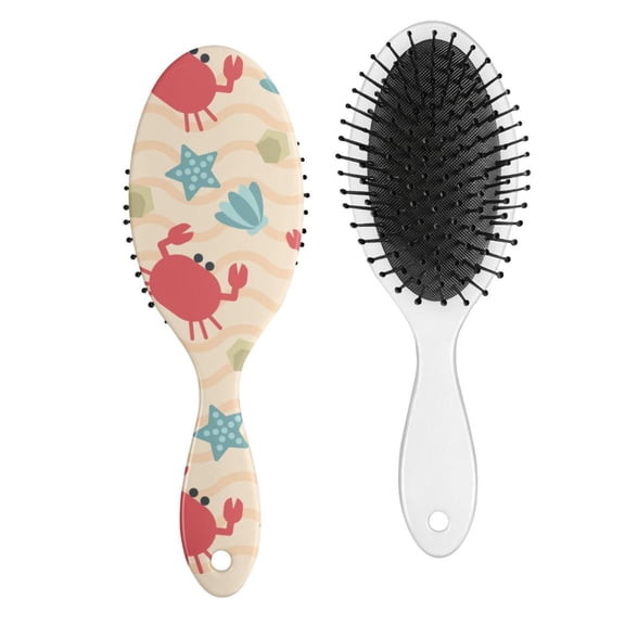 Cute Cartoon Crab Hair Brush with Tropical Sea Life and Nautical Marine Ocean Theme, Watercolor Crab Pattern Paddle Brush for Wet and Dry Hair