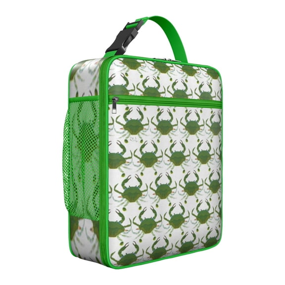 Cute Cartoon Crab Insulated Lunch Bag for Women, Reusable Waterproof Cooler Tote with Tropical Sea Life and Watercolor Crab Design, Vintage Nautical Ocean Print