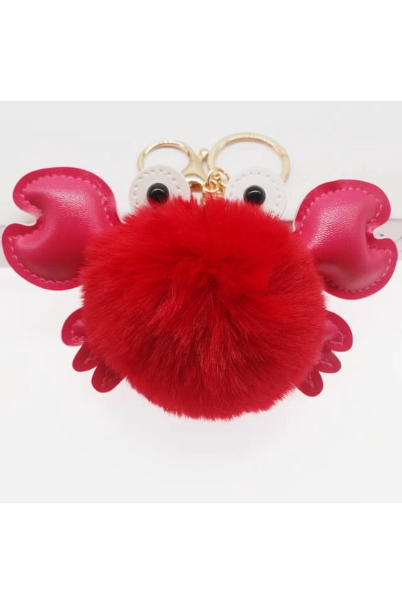 Crab Keychain Adorable Cartoon Crab Pendant Sewn Faux Leather Accessory Popular Crab Element Design Perfect Gift or