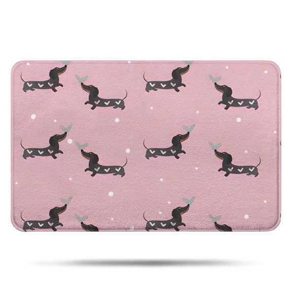 Cute Cartoon Dachshund Bathroom Rugs Mat,Non Slip Microfiber Bathroom Rug,Rubber Backing,Soft Bathroom Mats for Bathroom Floor,Tub and Shower,17x27in(43x68cm)